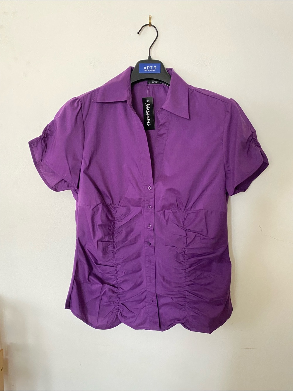Massini Vibrant Purple Short Sleeve Button-Front Shirt